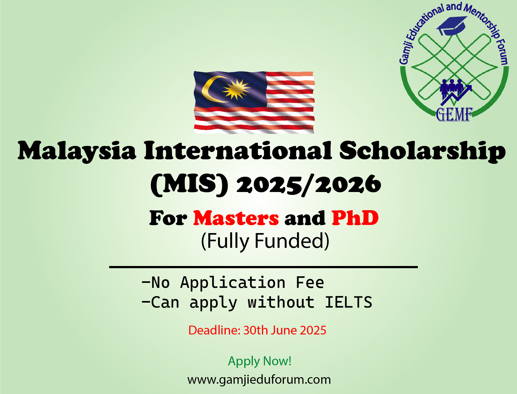 Malaysia International Scholarship (MIS) 2025/2026