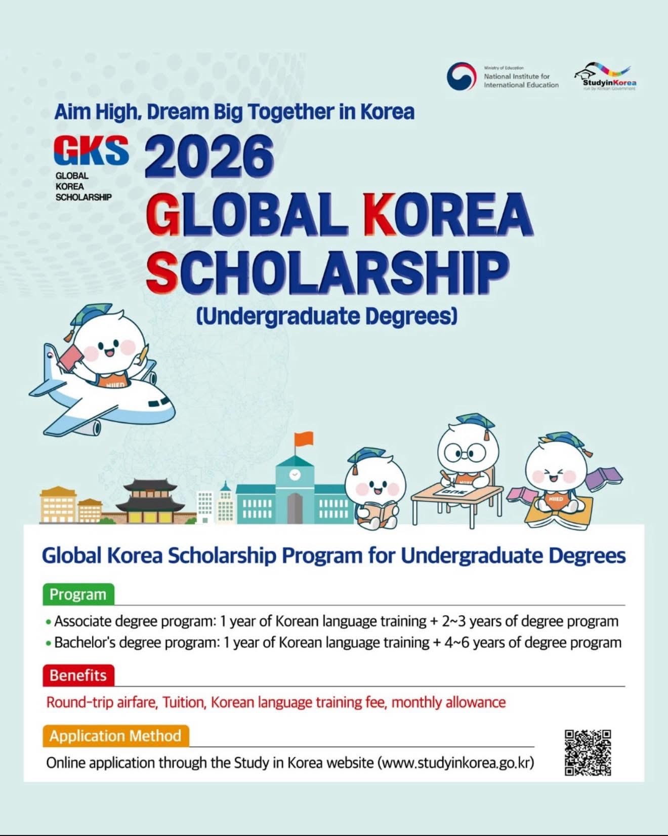 2026 Global Korea Scholarship (GKS-U) for Undergraduate Degrees